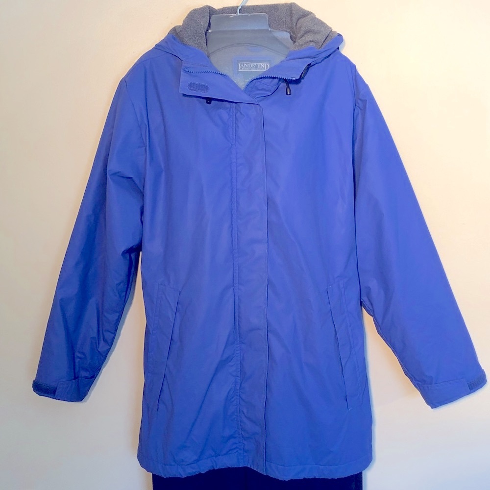 Lands’ End Rain Jacket - Fleece-Lined Waterproof